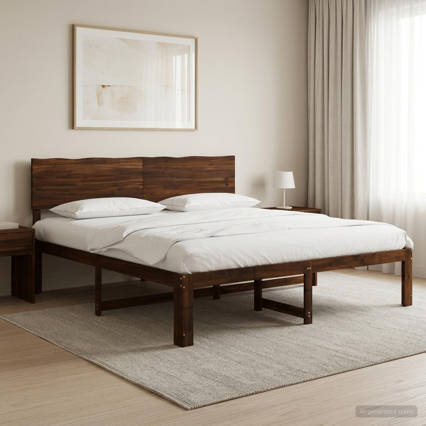 vidaXL Double Bed Frame with Headboard ROSTOCK Dark Brown 180 x 200 cm