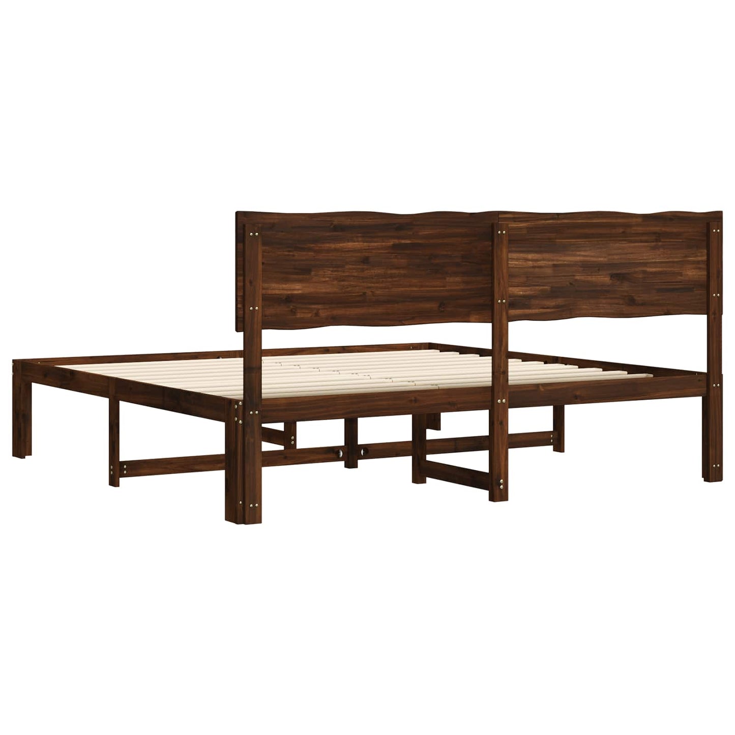 vidaXL Double Bed Frame with Headboard ROSTOCK Dark Brown 180 x 200 cm