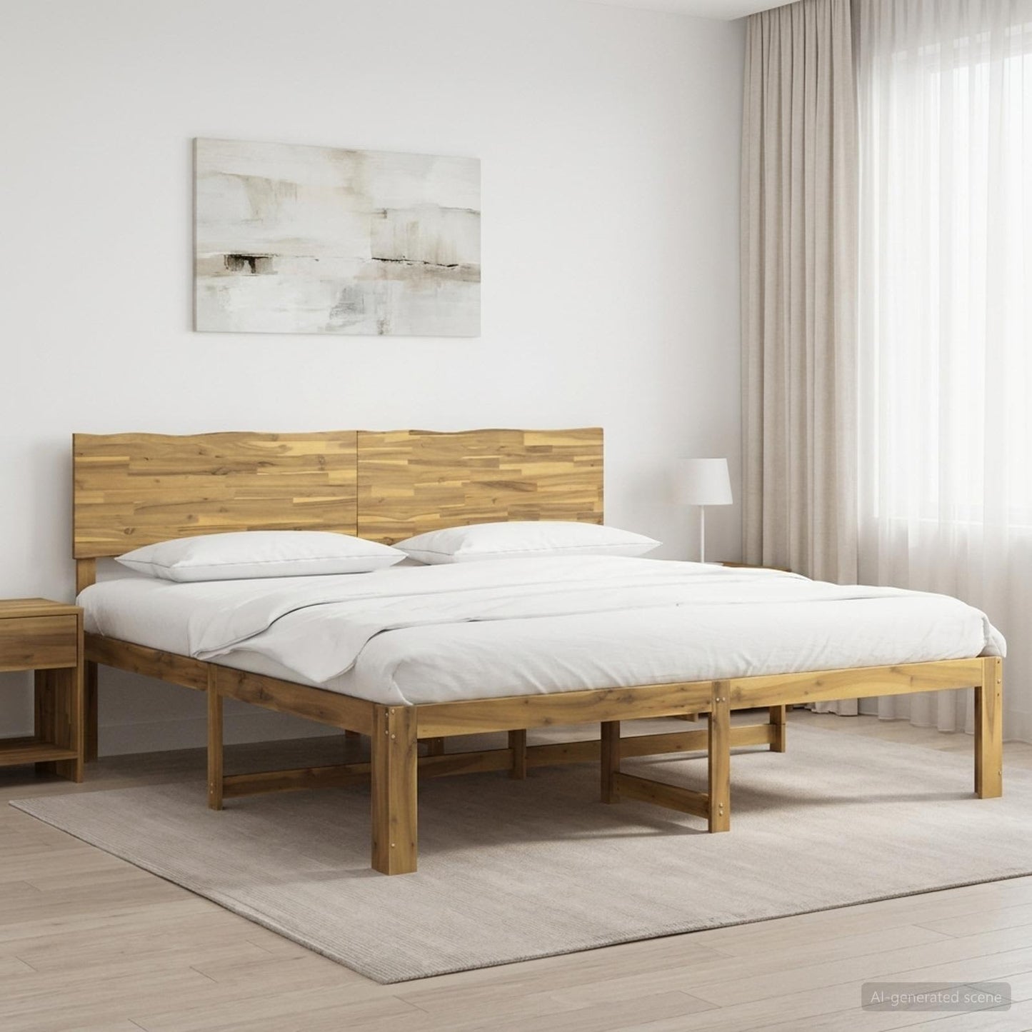 vidaXL Double Bed Frame with Headboard ROSTOCK White 180 x 200 cm