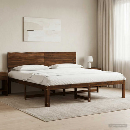 vidaXL Double Bed Frame with Headboard ROSTOCK Dark Brown 200 x 200 cm