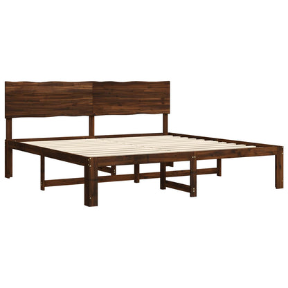 vidaXL Double Bed Frame with Headboard ROSTOCK Dark Brown 200 x 200 cm