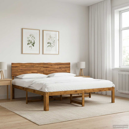 vidaXL Double Bed Frame with Headboard ROSTOCK Natural 200 x 200 cm