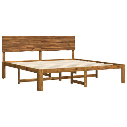 vidaXL Double Bed Frame with Headboard ROSTOCK Natural 200 x 200 cm