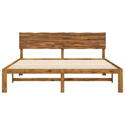 vidaXL Double Bed Frame with Headboard ROSTOCK Natural 200 x 200 cm