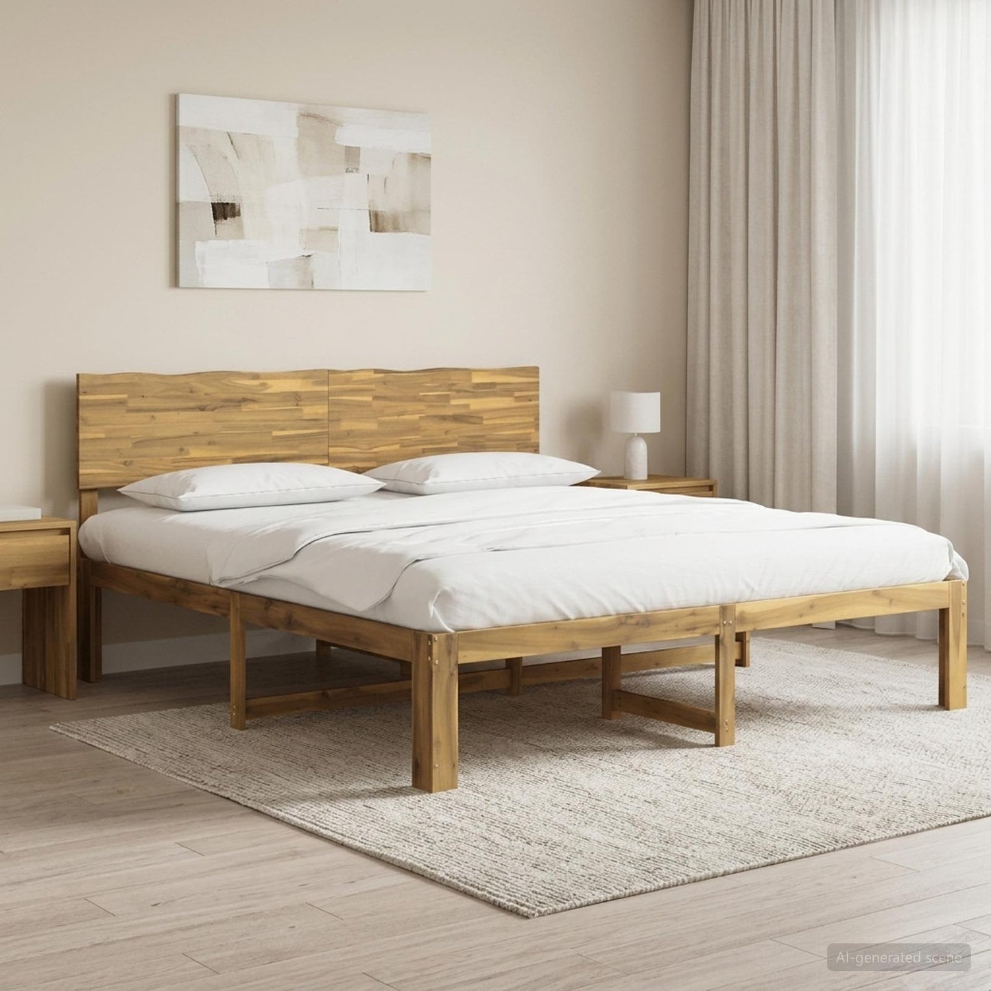 vidaXL Double Bed Frame with Headboard ROSTOCK White 200 x 200 cm
