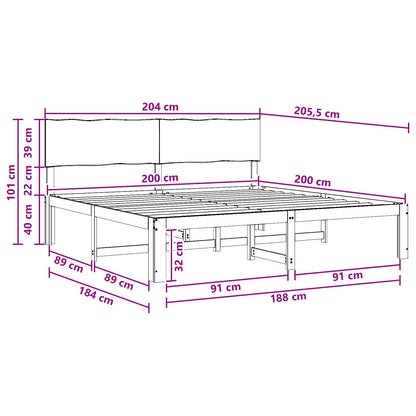 vidaXL Double Bed Frame with Headboard ROSTOCK White 200 x 200 cm