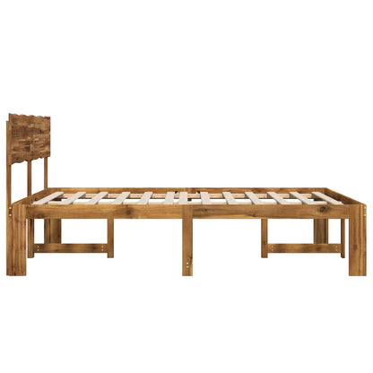 vidaXL Double Bed Frame with Headboard ROSTOCK Natural 150 x 200 cm