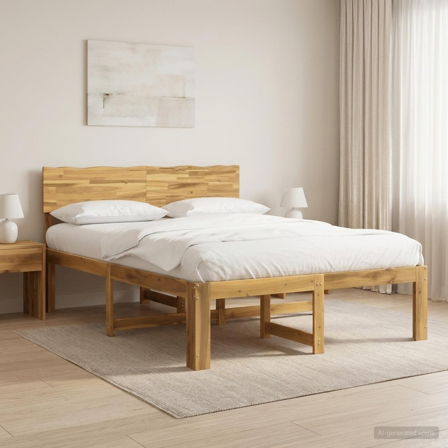 vidaXL Double Bed Frame with Headboard ROSTOCK White 150 x 200 cm