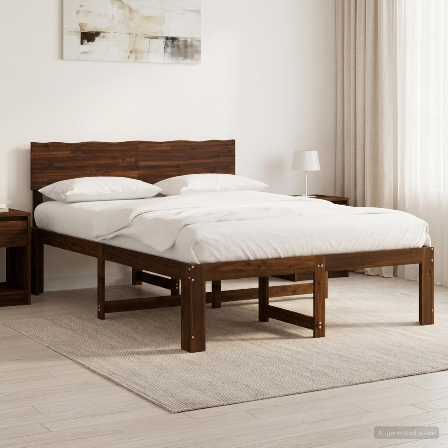 vidaXL Double Bed Frame with Headboard ROSTOCK Dark Brown 160 x 200 cm