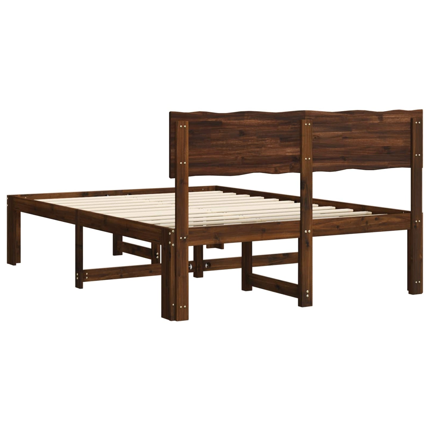 vidaXL Double Bed Frame with Headboard ROSTOCK Dark Brown 160 x 200 cm