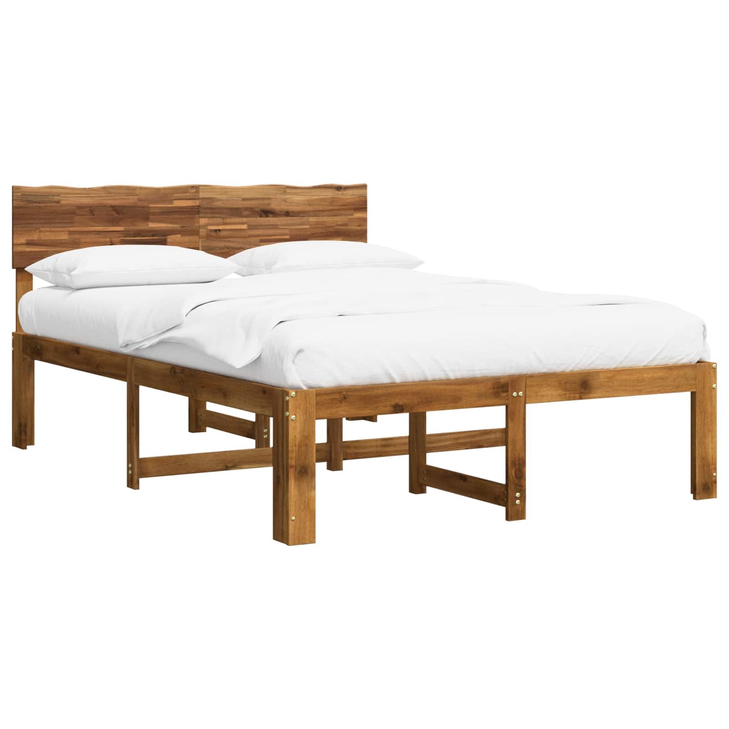 vidaXL Double Bed Frame with Headboard ROSTOCK Natural 160 x 200 cm