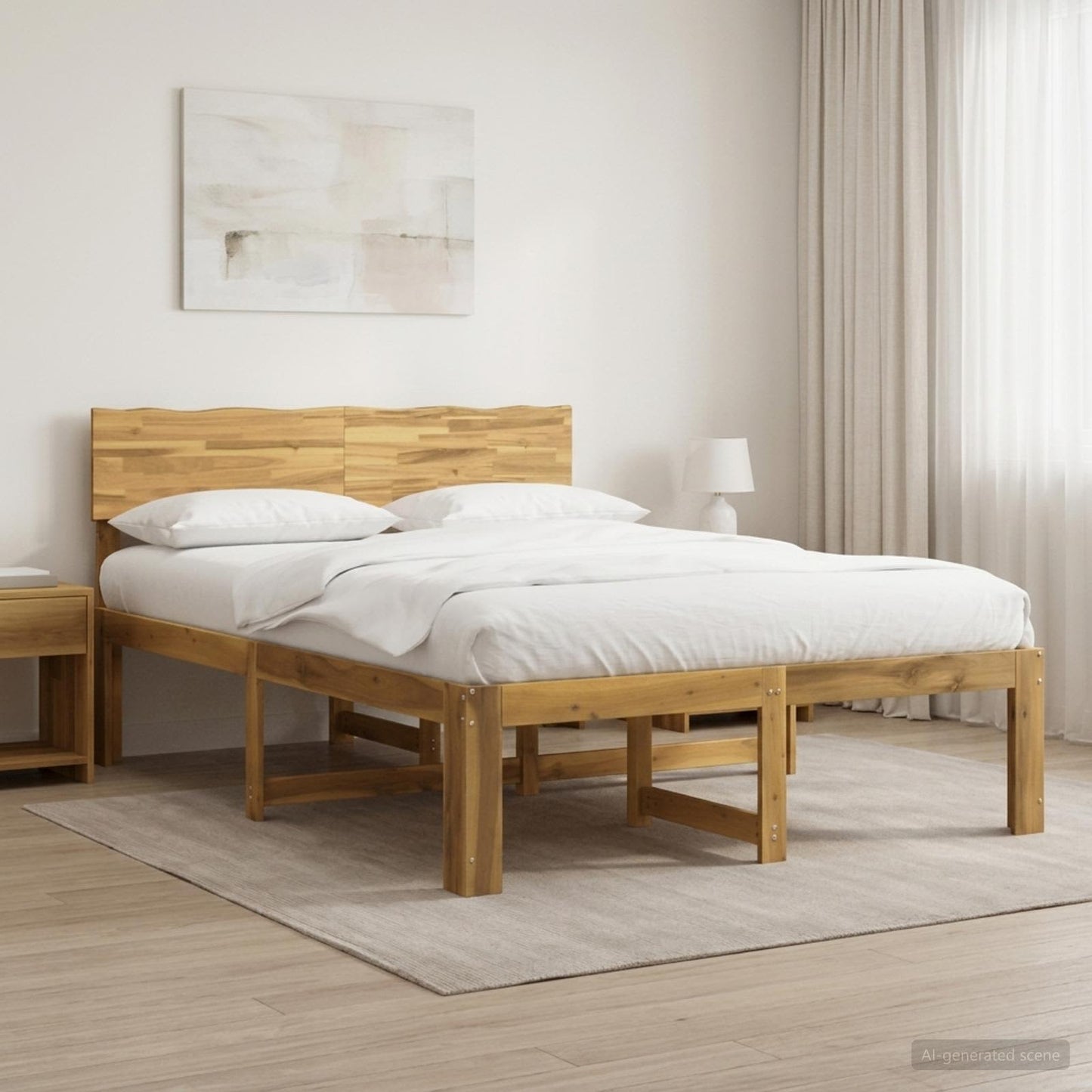 vidaXL Double Bed Frame with Headboard ROSTOCK White 160 x 200 cm