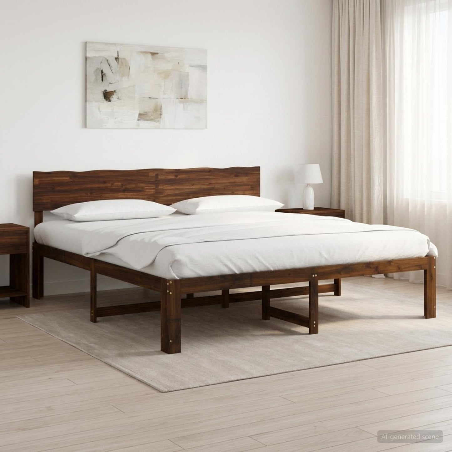 vidaXL Double Bed Frame with Headboard ROSTOCK Dark Brown 180 x 200 cm