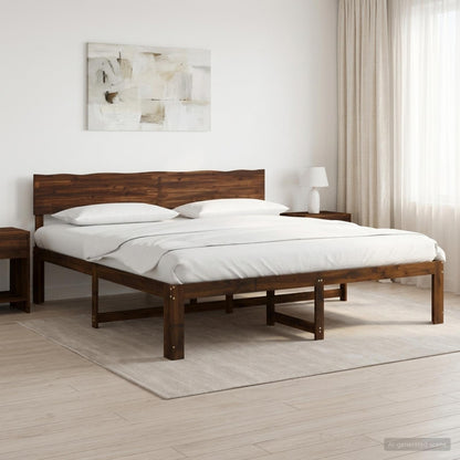 vidaXL Double Bed Frame with Headboard ROSTOCK Dark Brown 180 x 200 cm