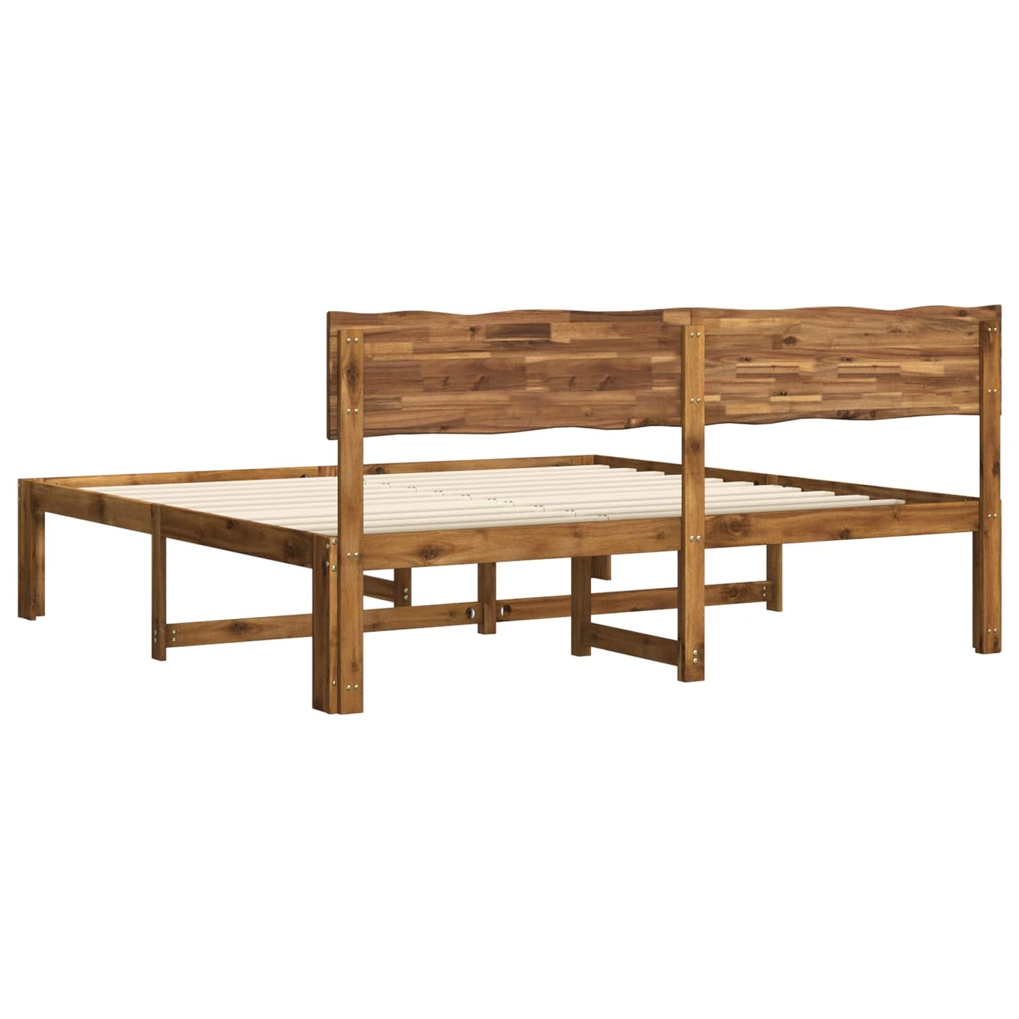 vidaXL Double Bed Frame with Headboard ROSTOCK Natural 180 x 200 cm