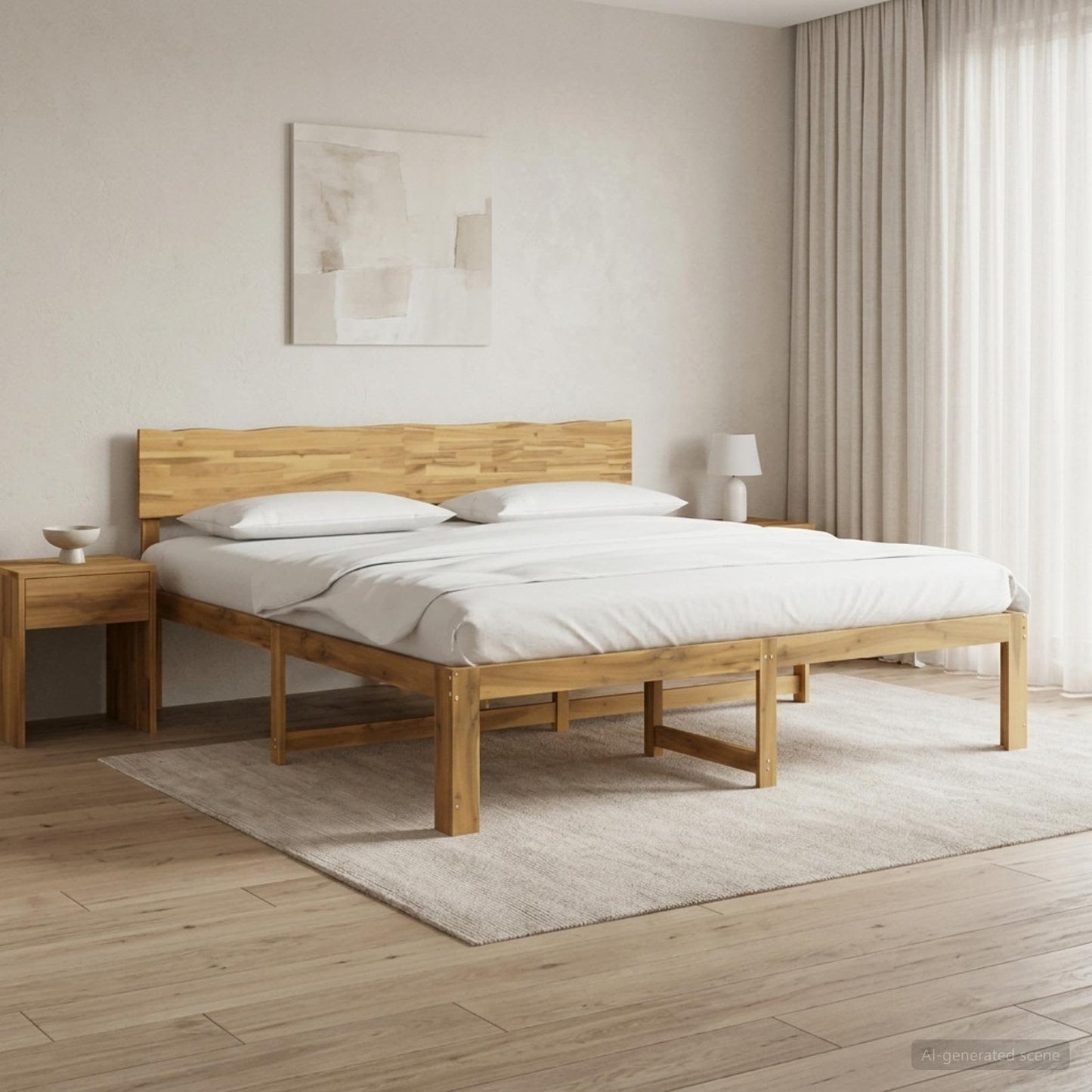 vidaXL Double Bed Frame with Headboard ROSTOCK White 180 x 200 cm