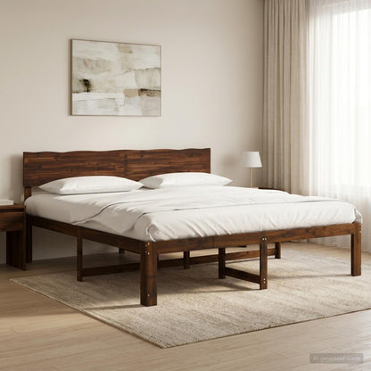 vidaXL Double Bed Frame with Headboard ROSTOCK Dark Brown 200 x 200 cm