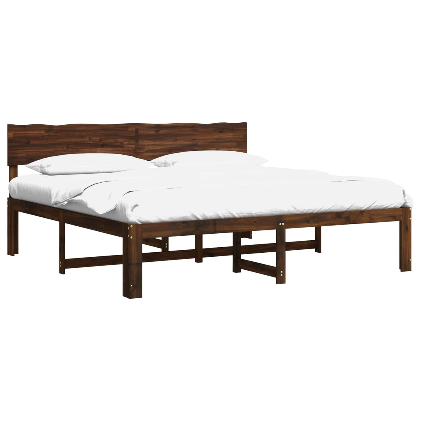 vidaXL Double Bed Frame with Headboard ROSTOCK Dark Brown 200 x 200 cm