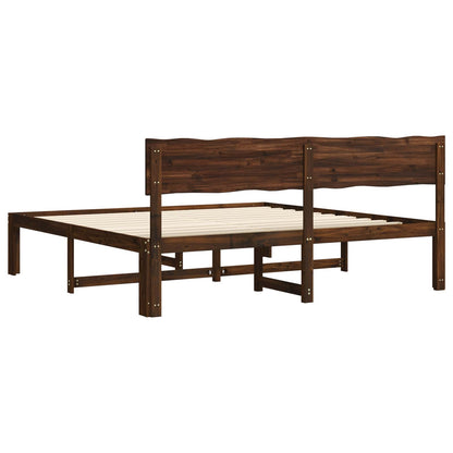 vidaXL Double Bed Frame with Headboard ROSTOCK Dark Brown 200 x 200 cm