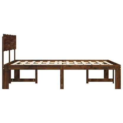 vidaXL Double Bed Frame with Headboard ROSTOCK Dark Brown 200 x 200 cm