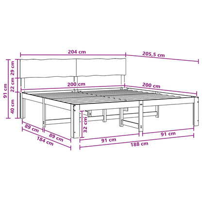 vidaXL Double Bed Frame with Headboard ROSTOCK Dark Brown 200 x 200 cm