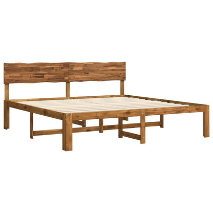 vidaXL Double Bed Frame with Headboard ROSTOCK Natural 200 x 200 cm