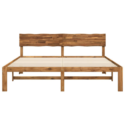 vidaXL Double Bed Frame with Headboard ROSTOCK Natural 200 x 200 cm