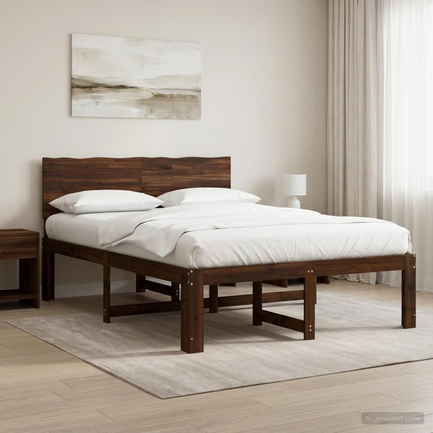 vidaXL Double Bed Frame with Headboard ROSTOCK Dark Brown 135 x 190 cm