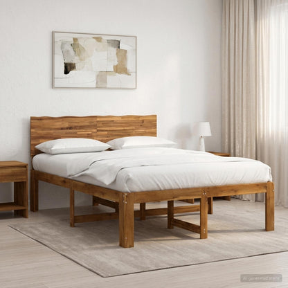 vidaXL Double Bed Frame with Headboard ROSTOCK Natural 135 x 190 cm