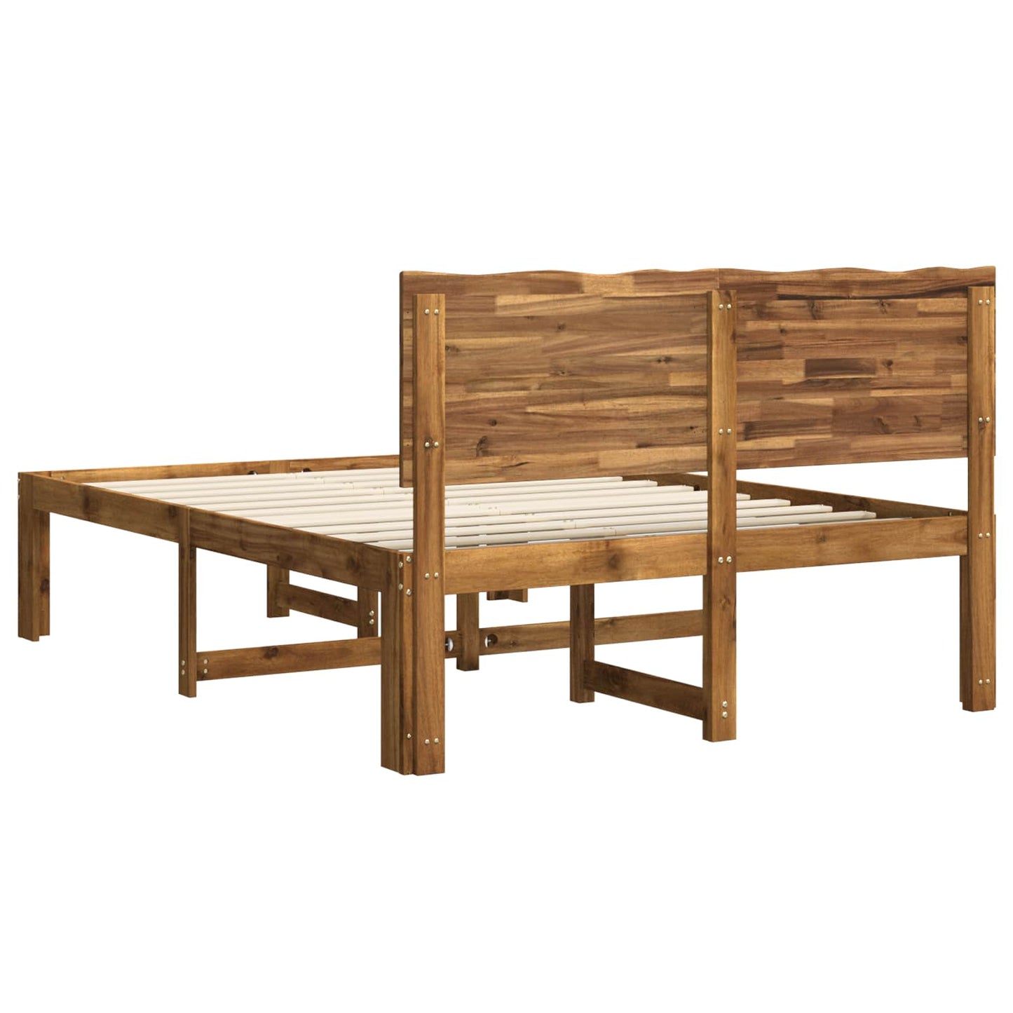 vidaXL Double Bed Frame with Headboard ROSTOCK Natural 135 x 190 cm