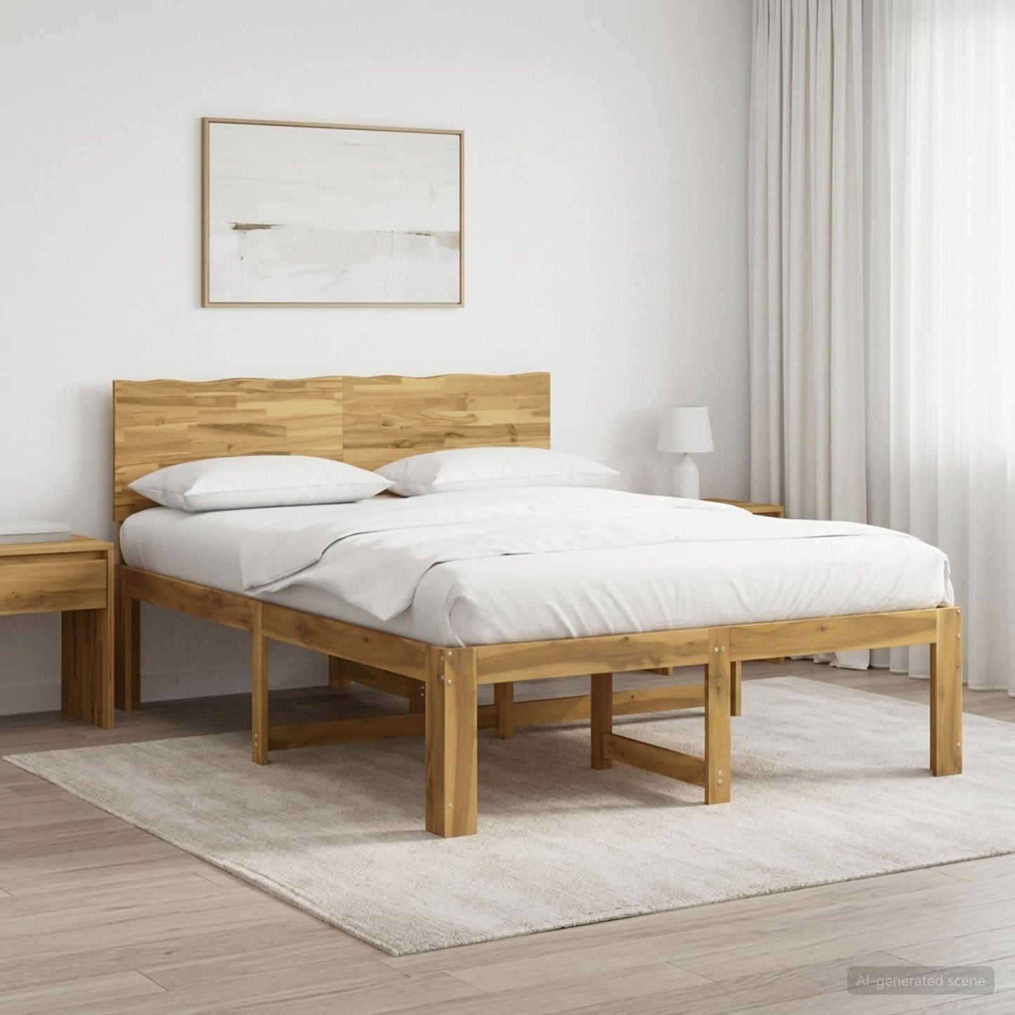 vidaXL Double Bed Frame with Headboard ROSTOCK White 135 x 190 cm