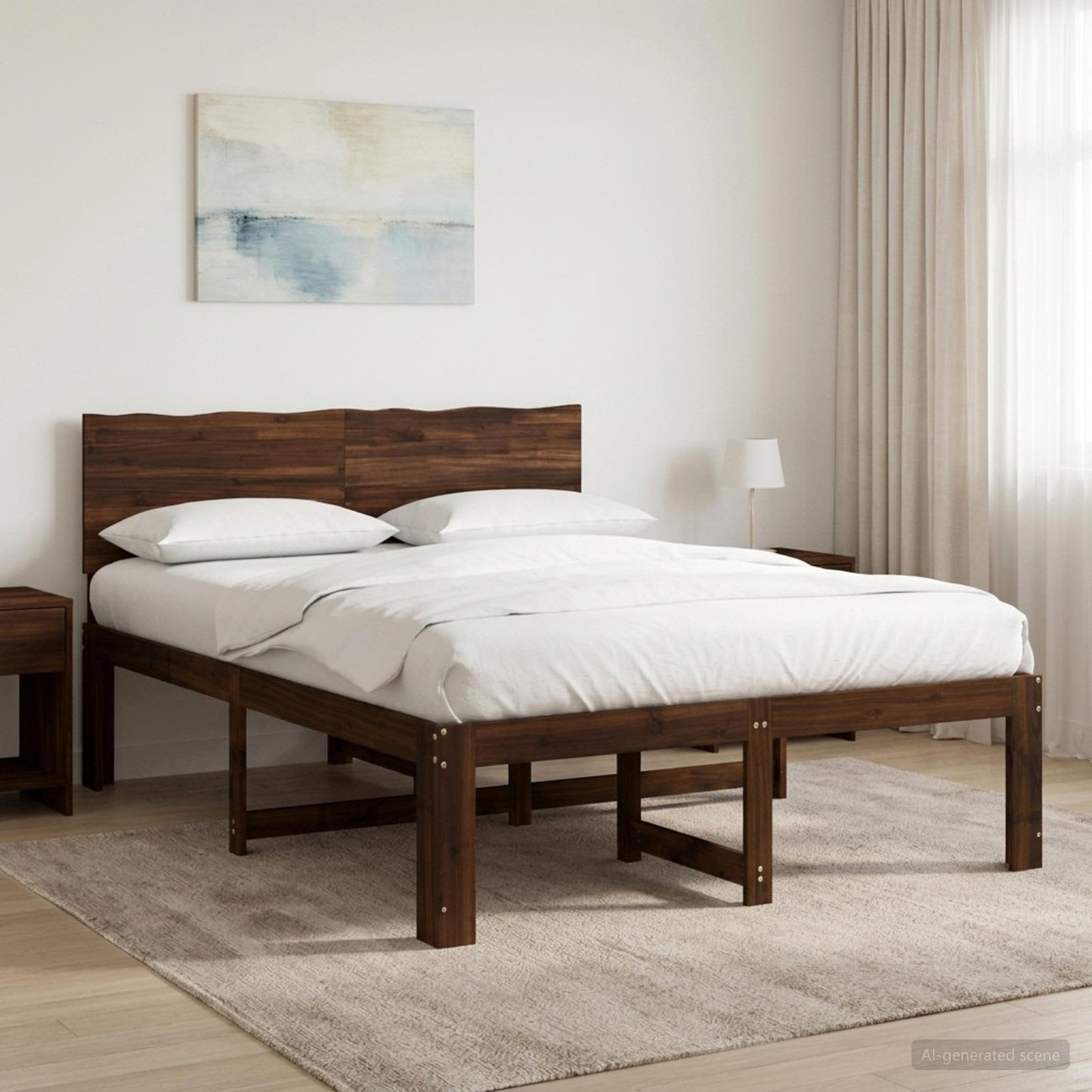 vidaXL Double Bed Frame with Headboard ROSTOCK Dark Brown 140 x 190 cm