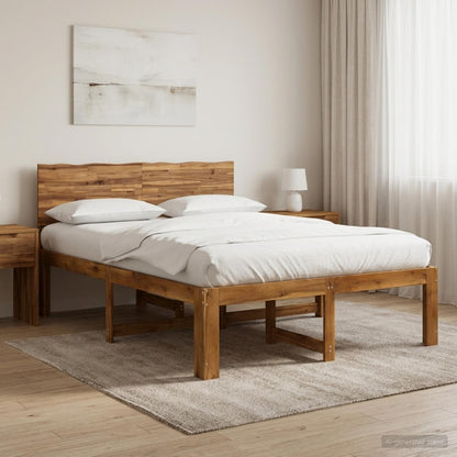 vidaXL Double Bed Frame with Headboard ROSTOCK Natural 140 x 190 cm