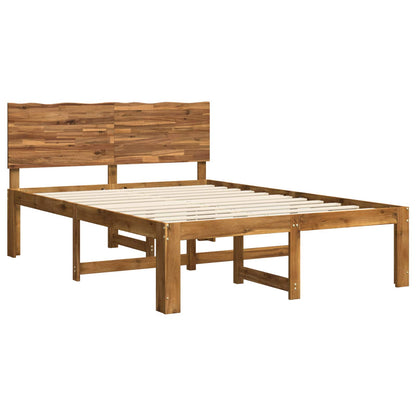 vidaXL Double Bed Frame with Headboard ROSTOCK Natural 140 x 190 cm