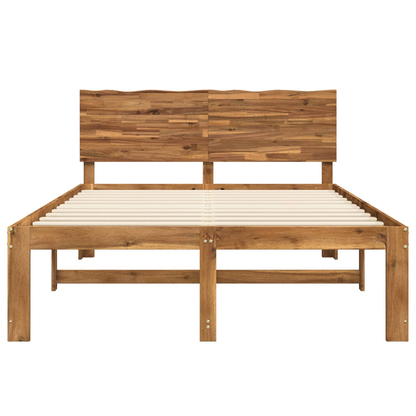 vidaXL Double Bed Frame with Headboard ROSTOCK Natural 140 x 190 cm