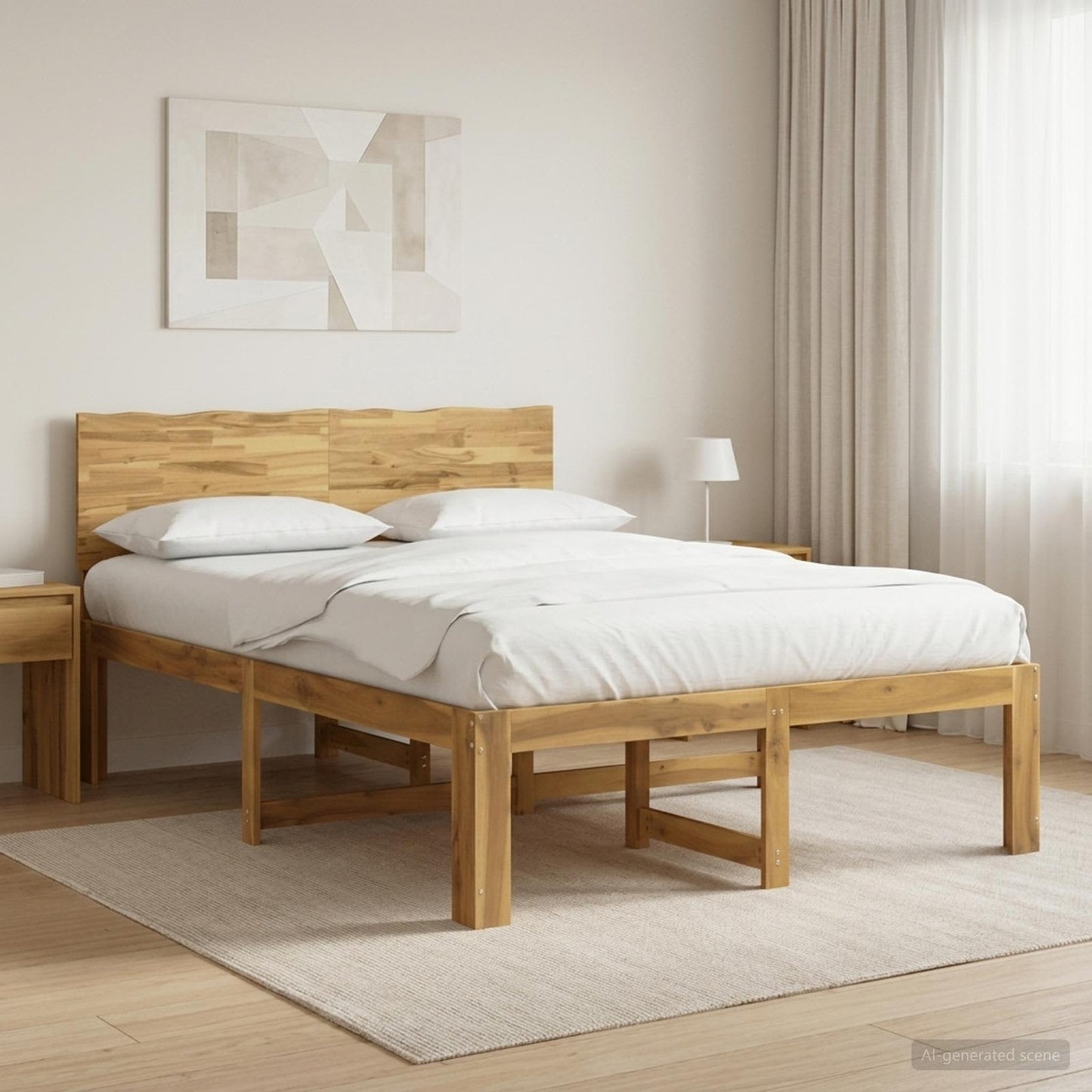 vidaXL Double Bed Frame with Headboard ROSTOCK White 140 x 190 cm