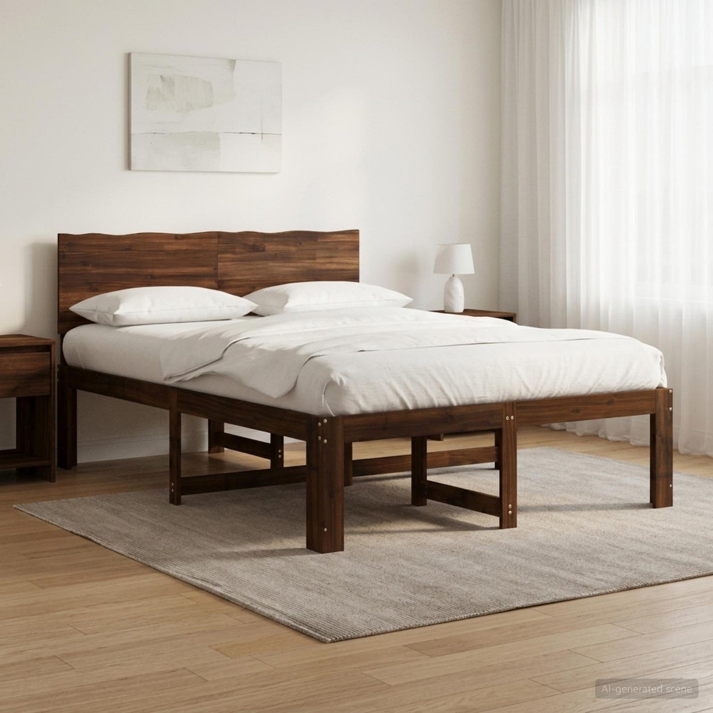 vidaXL Double Bed Frame with Headboard ROSTOCK Dark Brown 140 x 200 cm
