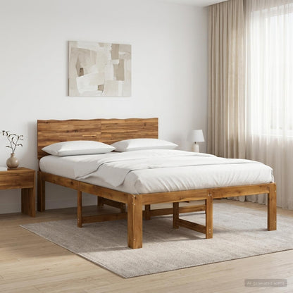 vidaXL Double Bed Frame with Headboard ROSTOCK Natural 140 x 200 cm
