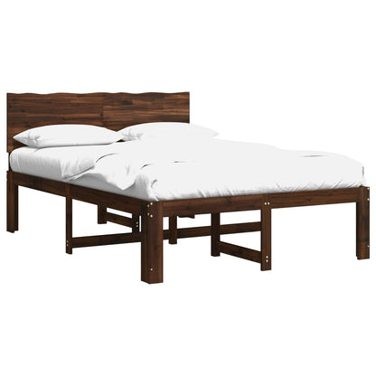 vidaXL Double Bed Frame with Headboard ROSTOCK Dark Brown 150 x 200 cm