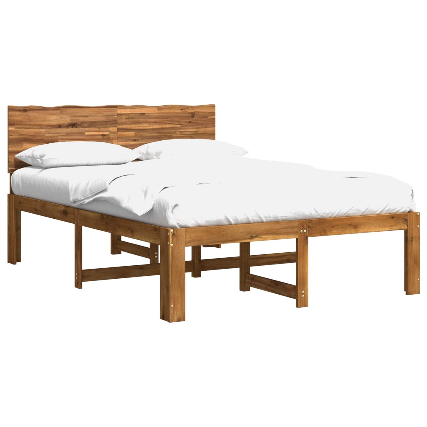 vidaXL Double Bed Frame with Headboard ROSTOCK Natural 150 x 200 cm