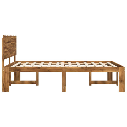 vidaXL Double Bed Frame with Headboard ROSTOCK Natural 150 x 200 cm