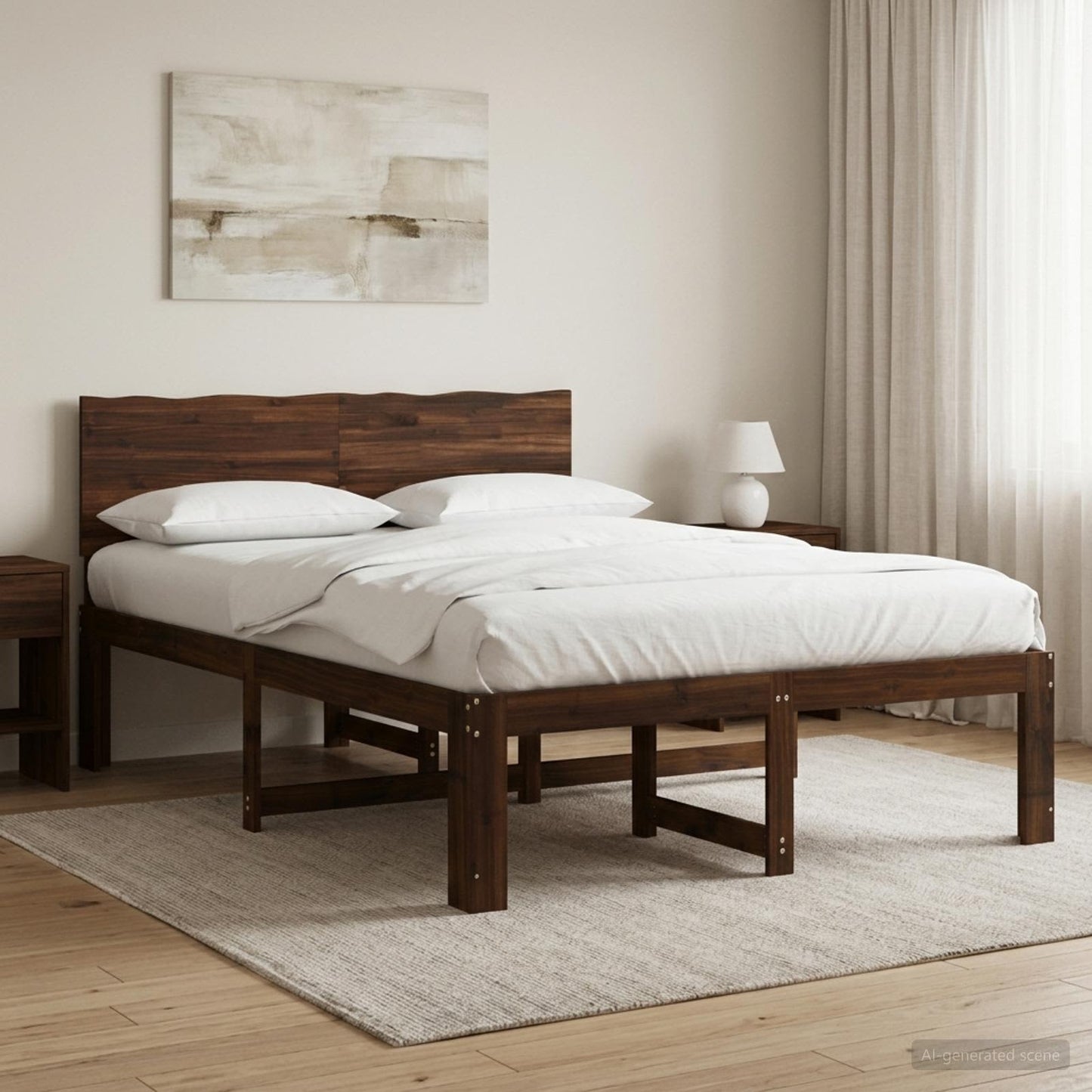 vidaXL Double Bed Frame with Headboard ROSTOCK Dark Brown 160 x 200 cm