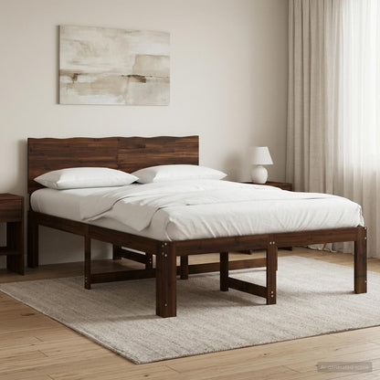 vidaXL Double Bed Frame with Headboard ROSTOCK Dark Brown 160 x 200 cm