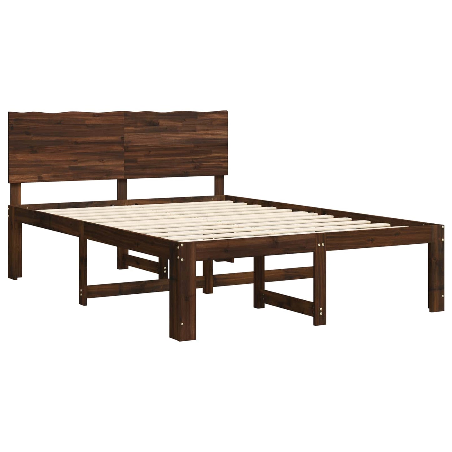 vidaXL Double Bed Frame with Headboard ROSTOCK Dark Brown 160 x 200 cm
