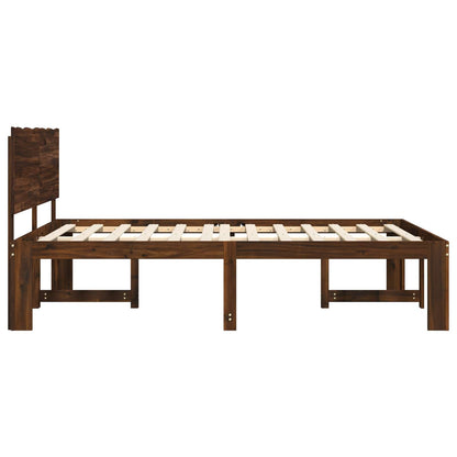 vidaXL Double Bed Frame with Headboard ROSTOCK Dark Brown 160 x 200 cm