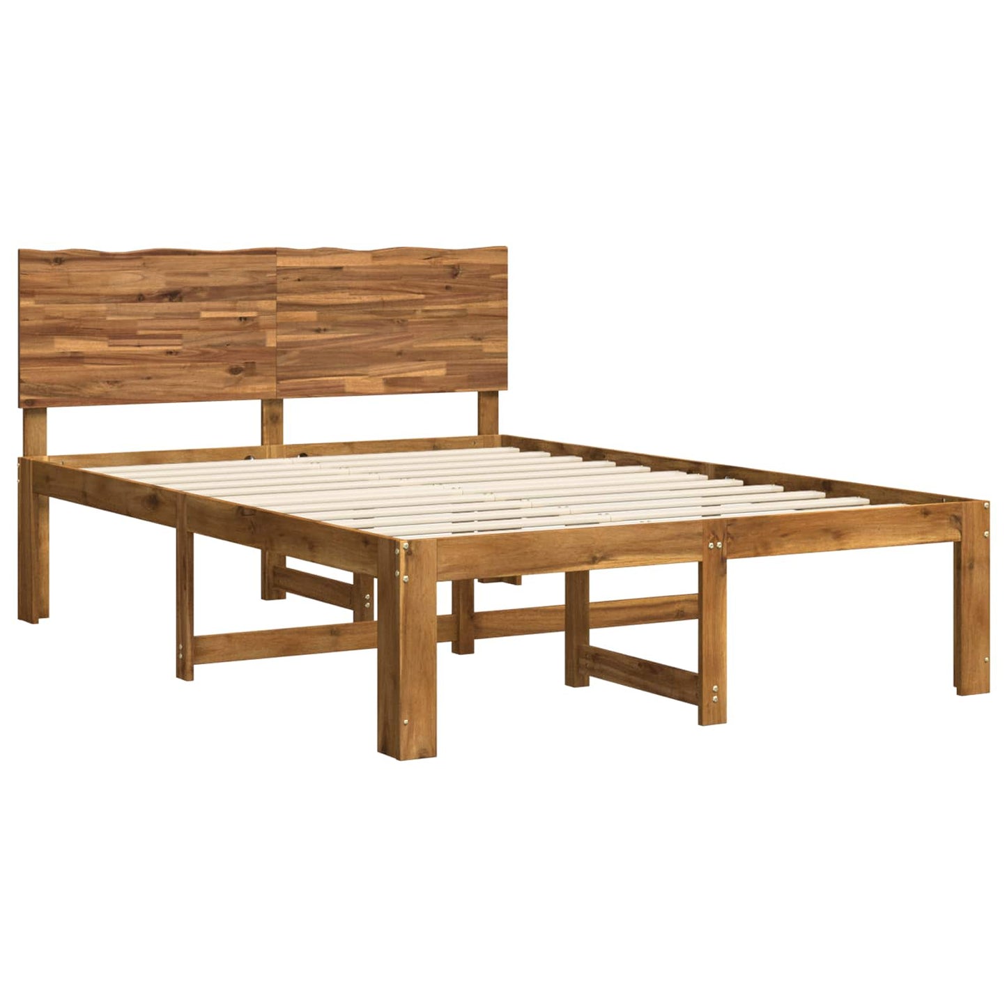 vidaXL Double Bed Frame with Headboard ROSTOCK Natural 160 x 200 cm