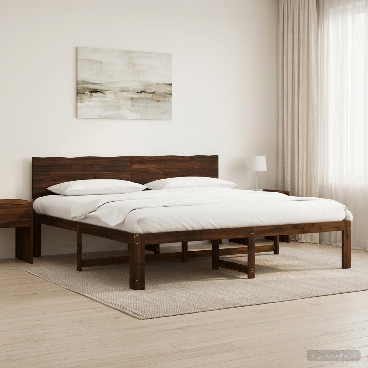 vidaXL Double Bed Frame with Headboard ROSTOCK Dark Brown 180 x 200 cm