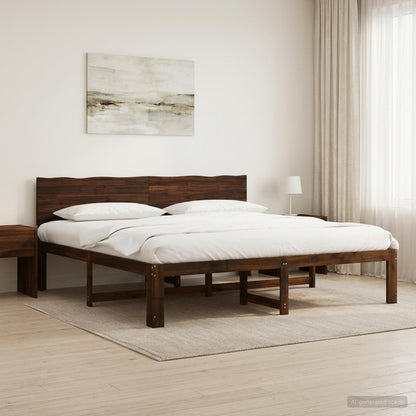 vidaXL Double Bed Frame with Headboard ROSTOCK Dark Brown 180 x 200 cm