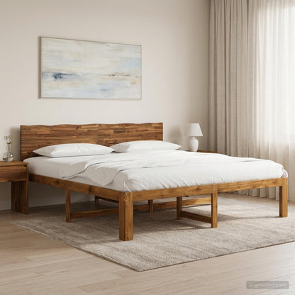 vidaXL Double Bed Frame with Headboard ROSTOCK Natural 180 x 200 cm