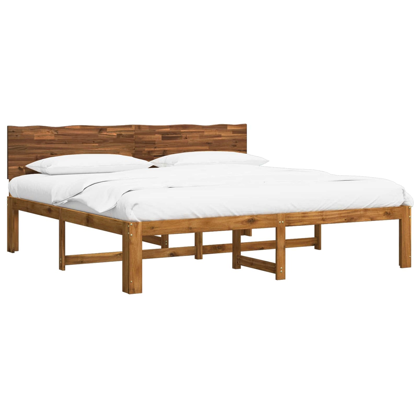 vidaXL Double Bed Frame with Headboard ROSTOCK Natural 180 x 200 cm